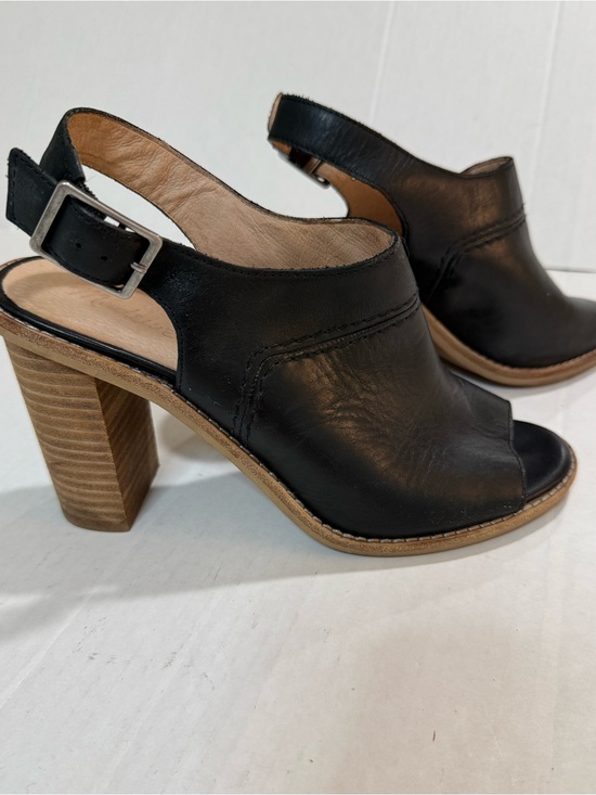 Madewell Shoes - Madewell The Marie Black Leather Slingback Heeled Sandals Peep Toe Bootie Size 8